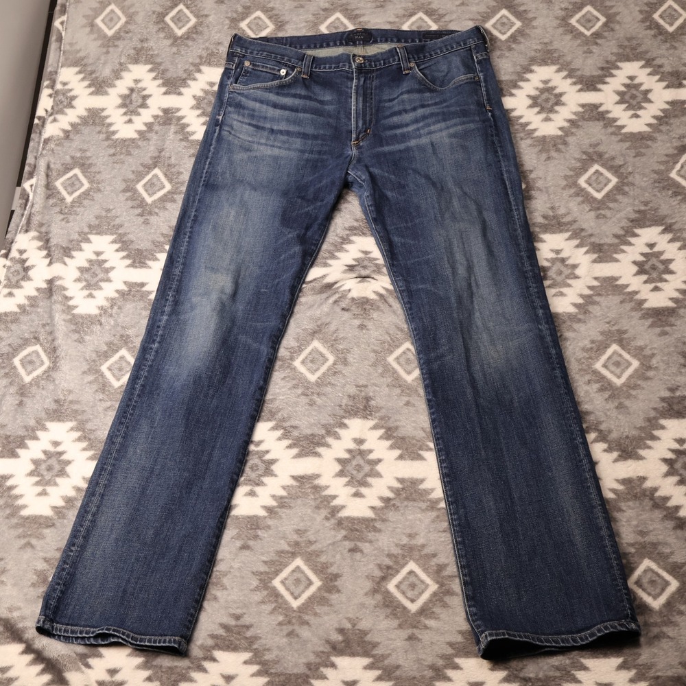 Citizens of Humanity Sid Straight Leg Jeans Blue Med Wash Mens 36x32 Distressed